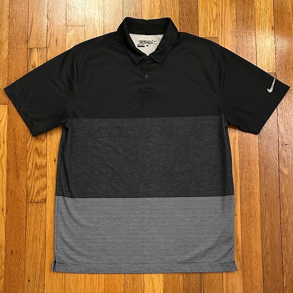 Nike Golf Tour Performance Men's Black and Gray Polo Shirt